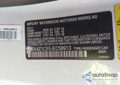 2018 BMW 430I from USA, damaged, VIN WBA4Z1C55JEC58913